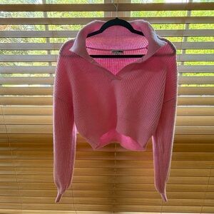 Fashion Nova CROPPED Cozy Pink Knit Sweater Women’s Medium